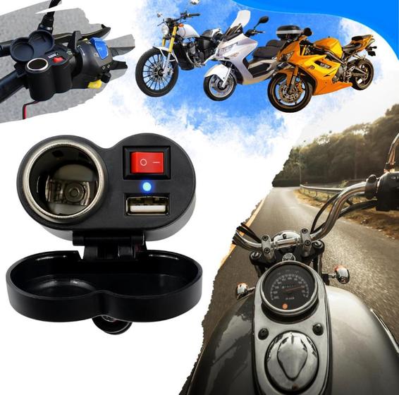 Caregador USB socket-max motorcycle +BRINDE CABO USB REFORCADO