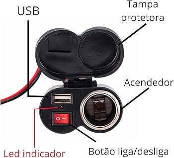 Caregador USB socket-max motorcycle +BRINDE CABO USB REFORCADO