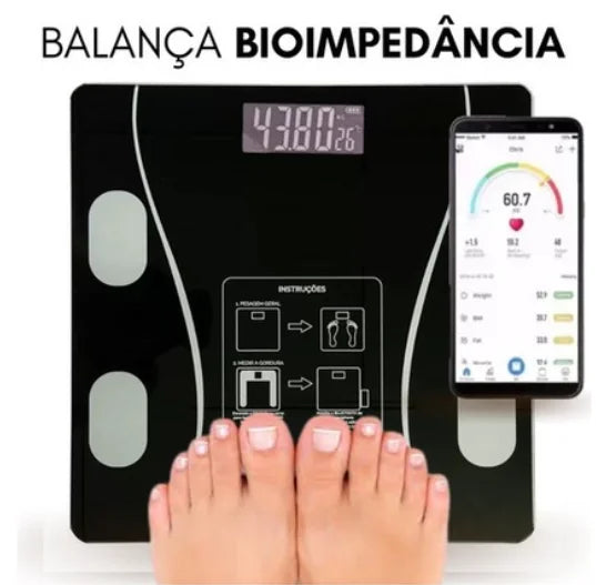 Balança Bioimpedância Digital Corporal - COMPRE 1 GANHE 3 BRINDES EXCLUSIVO