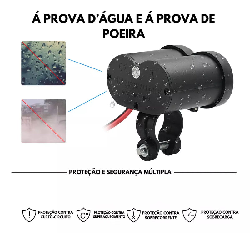Caregador USB socket-max motorcycle +BRINDE CABO USB REFORCADO