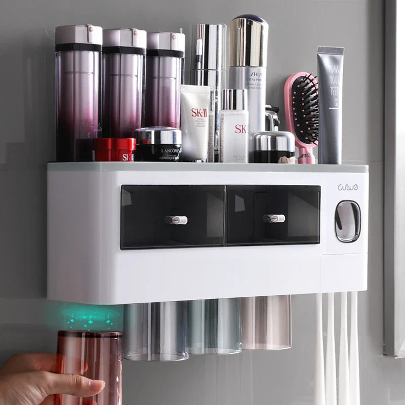 Dispensador De Creme Dental Automático e suporte De Escova De Dentes Invertido