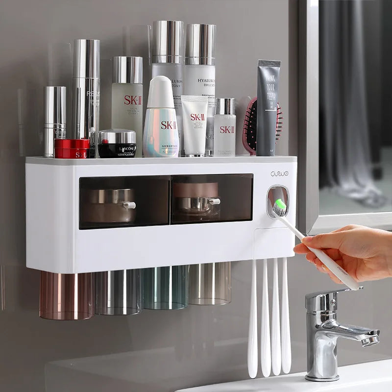 Dispensador De Creme Dental Automático e suporte De Escova De Dentes Invertido